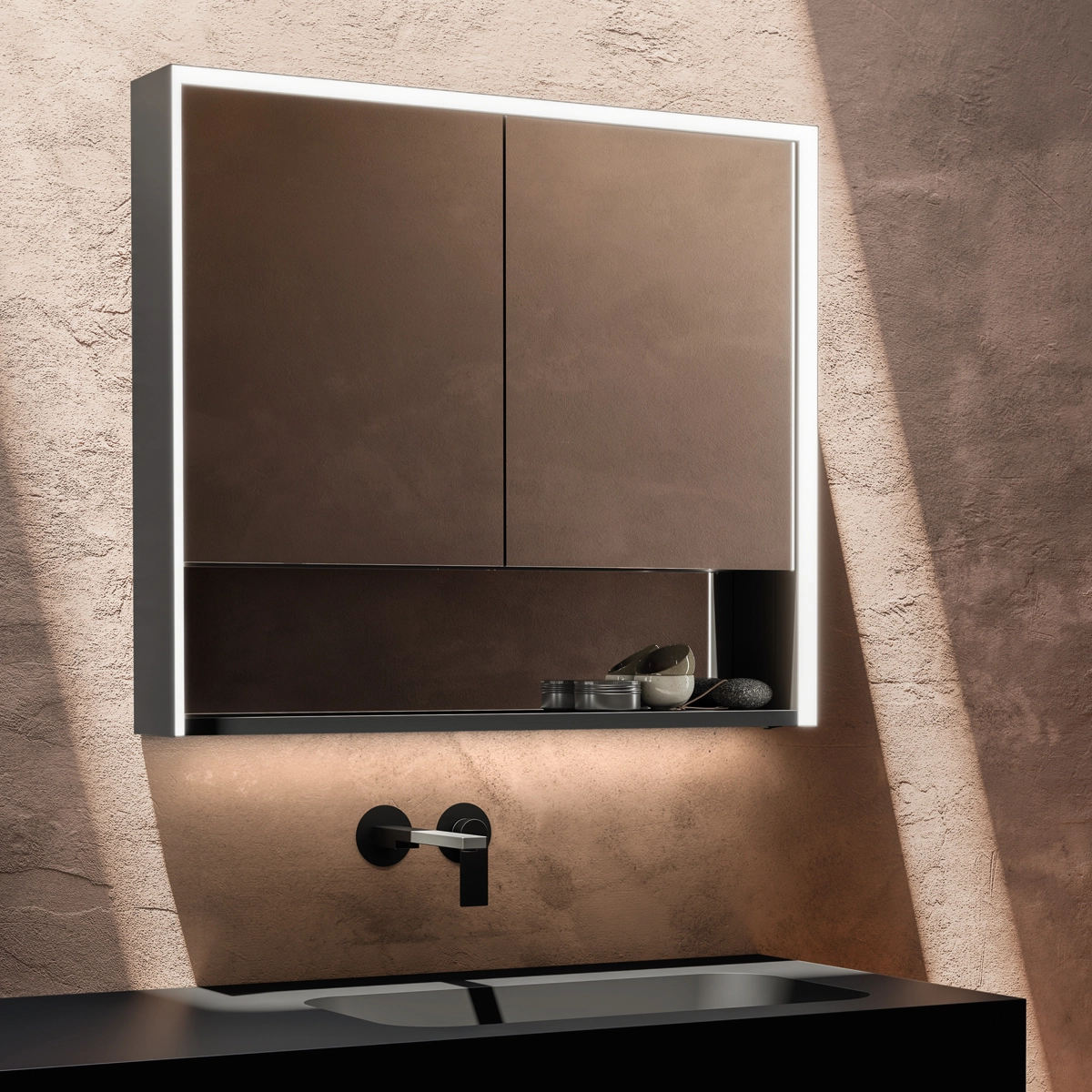 Emporio Bagno Moondust Mirror Cabinet Open Shelf