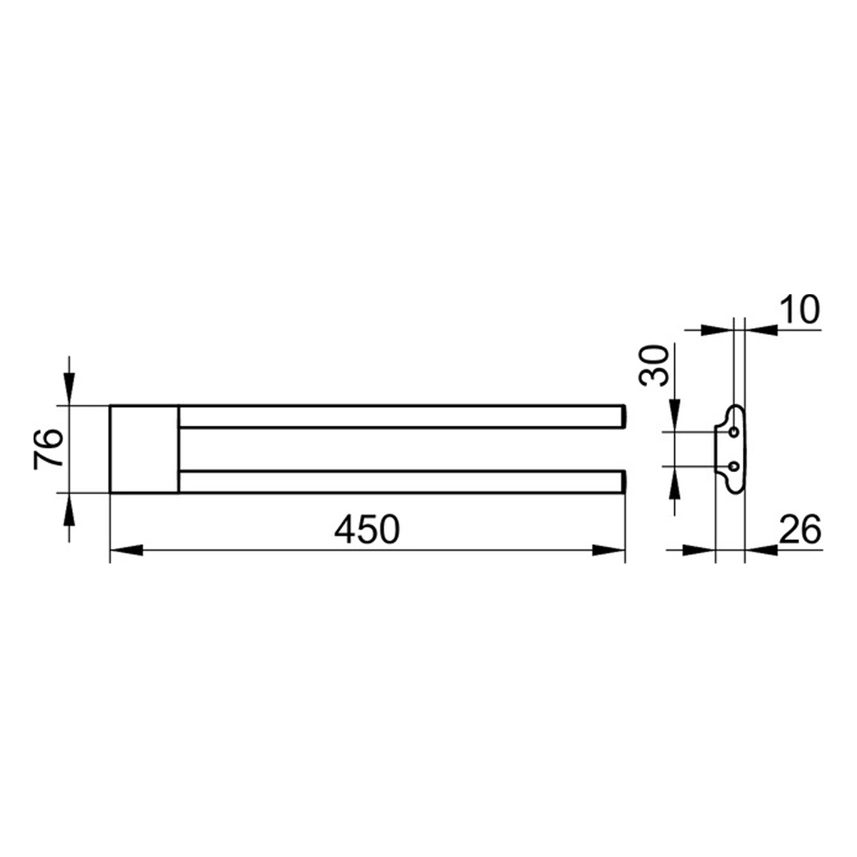 Keuco Edition 400 Towel Holder Twin Arm 45cm, Chrome - Image 2