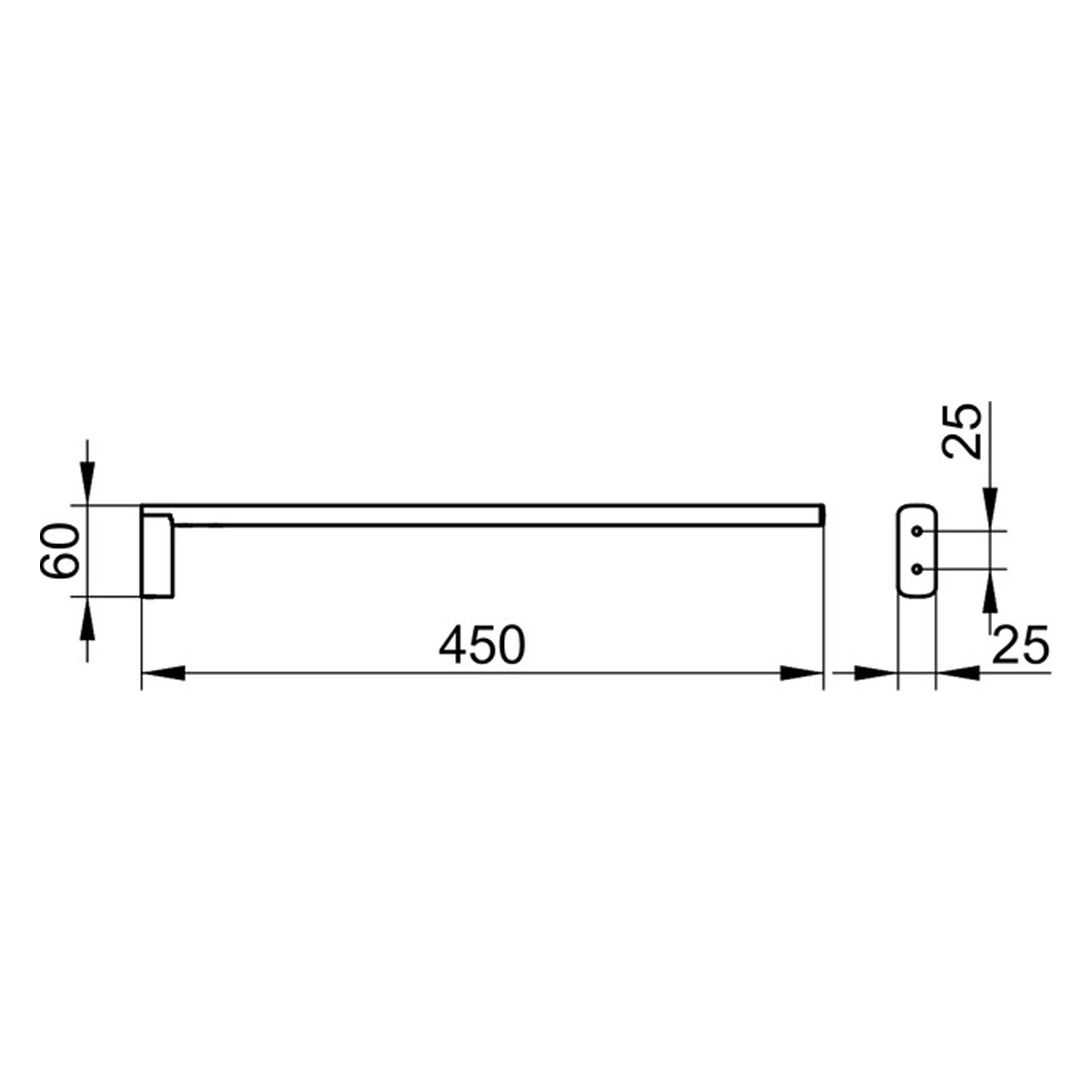 Keuco Edition 400 Towel Holder 45cm, Chrome - Image 2
