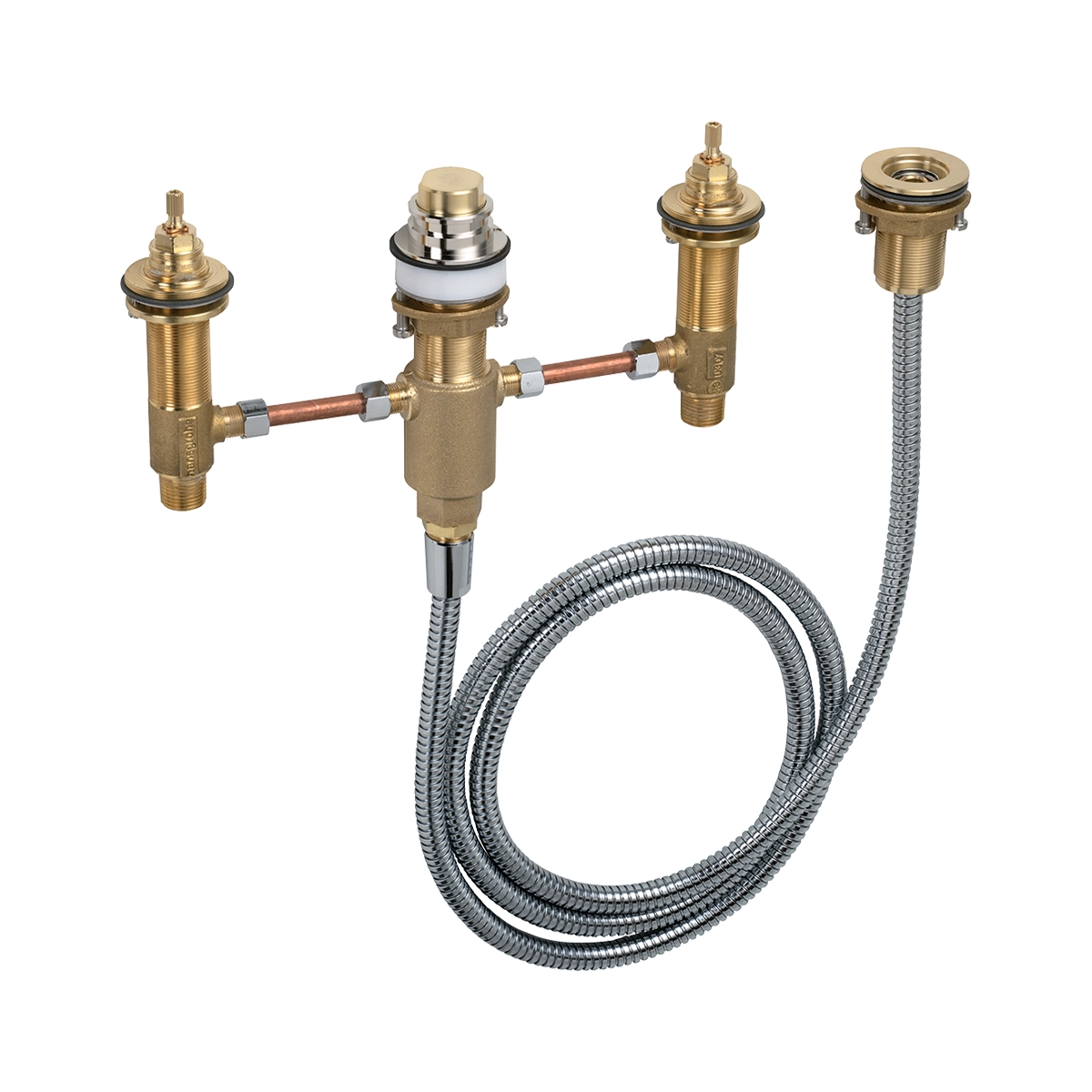 Basic set for 4 hole rim mounted bath mixer