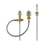 Basic set for 3 hole rim mounted single lever bath mixer with rim support hose