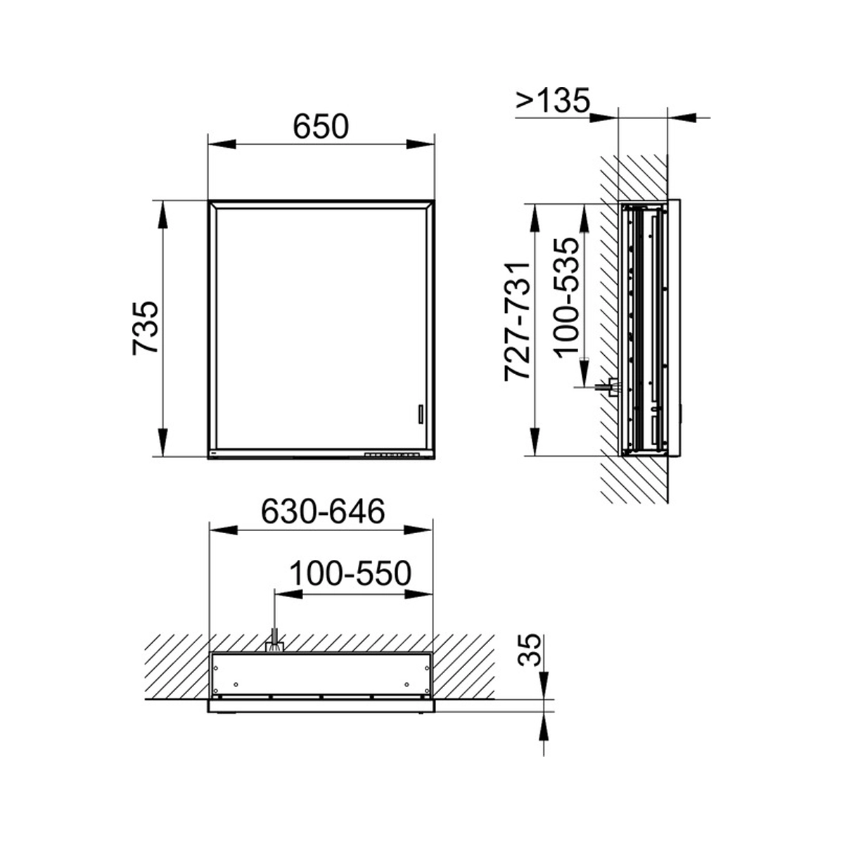 Keuco Royal Lumos Recessed Mirror Cabinet With Long Doors - 650mm - Image 2