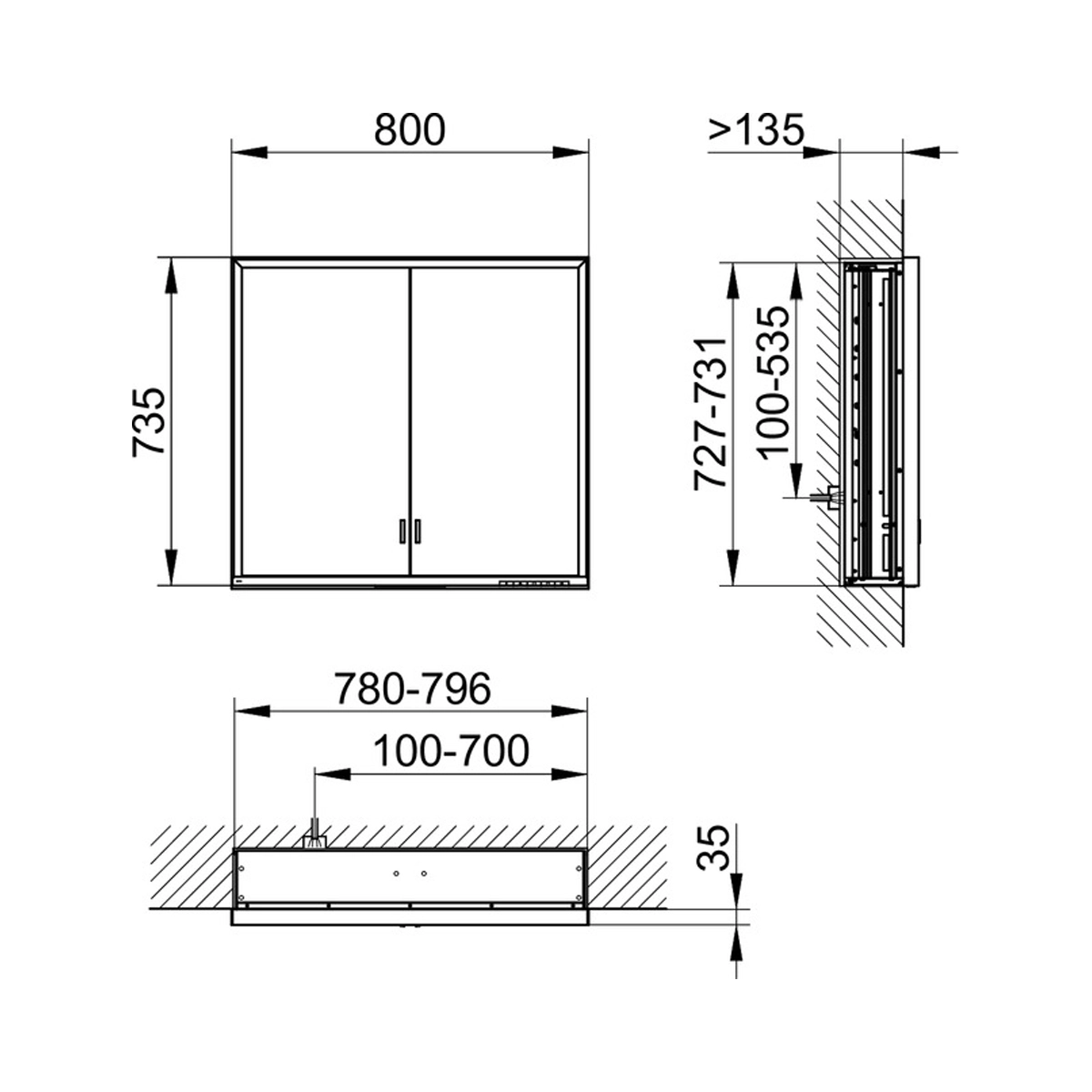 Keuco Royal Lumos Recessed Mirror Cabinet With Long Doors - Image 2