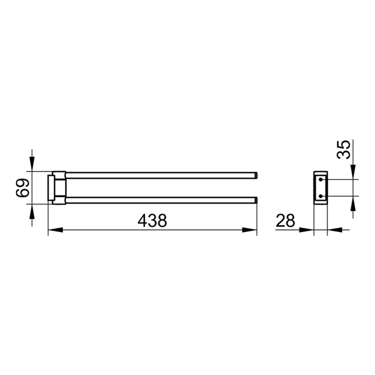 Keuco Plan Towel holder 43cm, Two Arms - Image 2