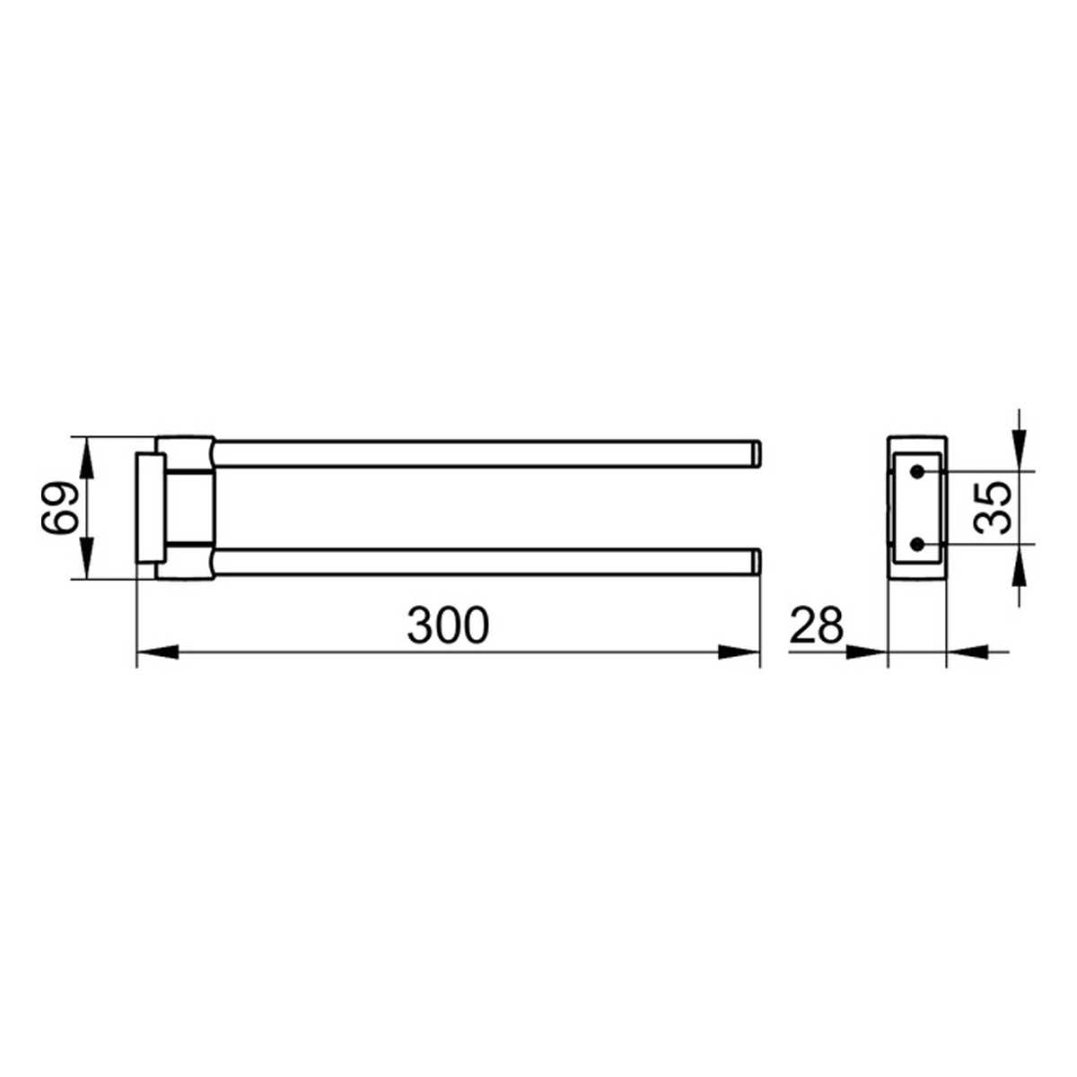 Keuco Plan Towel holder 30cm, Two Arms - Image 2