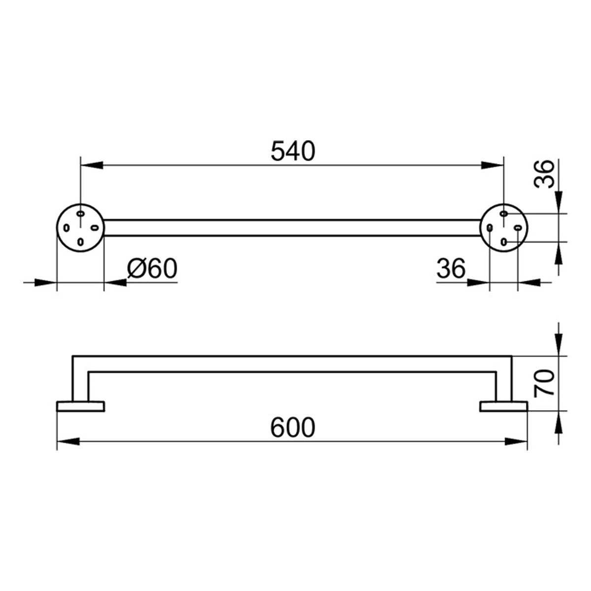 Keuco Edition 90 Bath Towel Rail, 60cm - Image 2