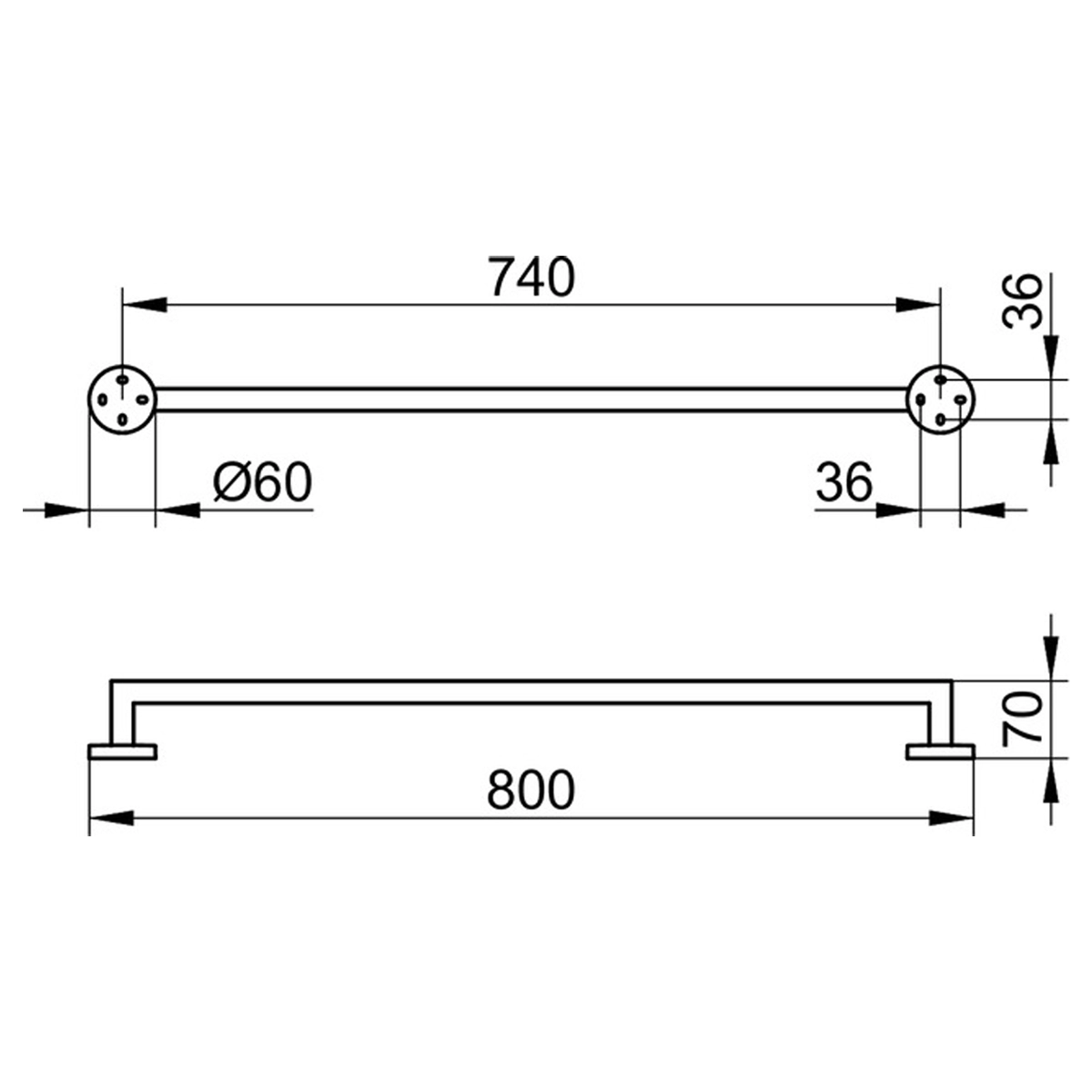 Keuco Edition 90 Bath Towel Rail, 80cm - Image 2