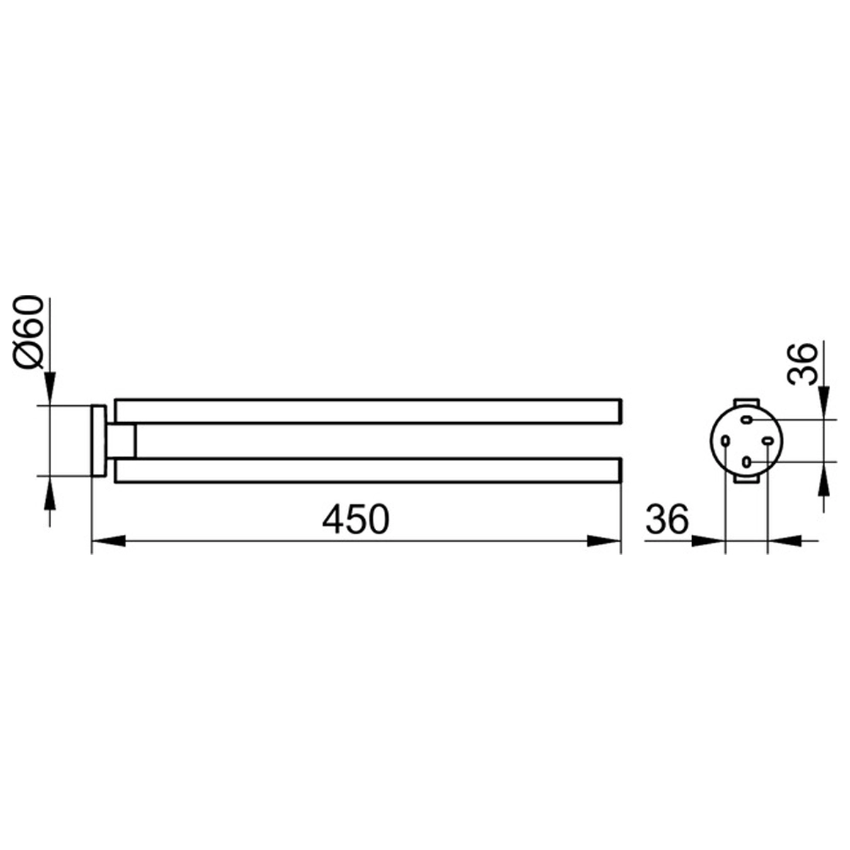 Keuco Edition 90 Towel Holder Twin Arm, 45cm - Image 2