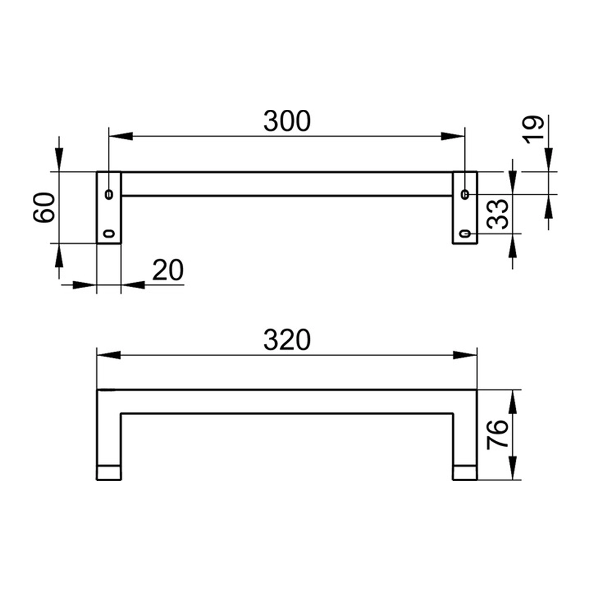 Keuco Edition 90 Square Grab bar, 32cm - Image 2