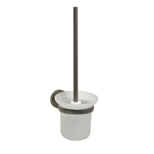 JTP VOS Toilet Brush With Frosted Glass Holder - Brushed Black