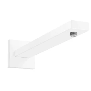 Shower arm E 39 cm with rectangular shaft  Matt White  Wall Mounted