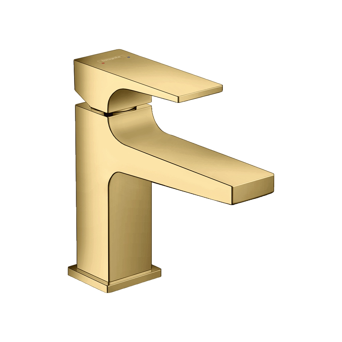 Metropol Single lever basin mixer 100 with lever handle for handrinse basins with push open waste set Polished Gold Optic