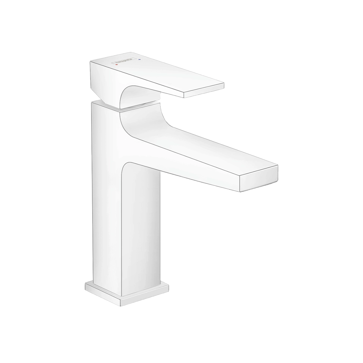 Metropol Single lever basin mixer 110 with lever handle and push open waste Matt White