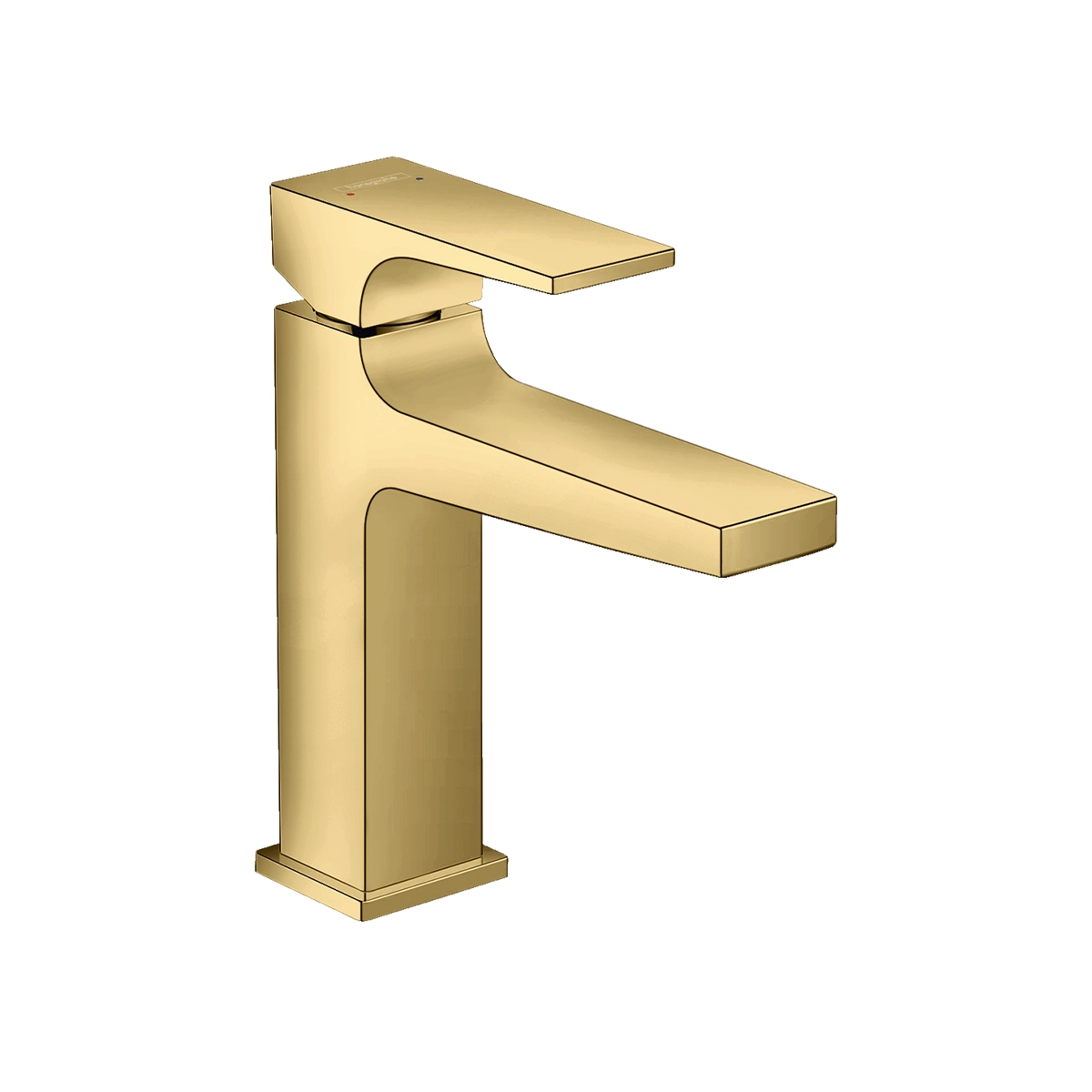 Metropol Single lever basin mixer 110 with lever handle and push open waste Polished Gold Optic