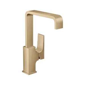 Metropol Single lever basin mixer 230 with lever handle and push open waste  Brushed Bronze