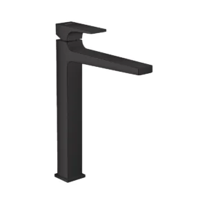 Metropol Single lever basin mixer 260 with lever handle for wash bowls with push open waste  Matt Black