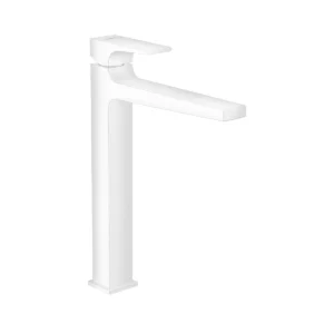Metropol Single lever basin mixer 260 with lever handle for wash bowls with push open waste  Matt White