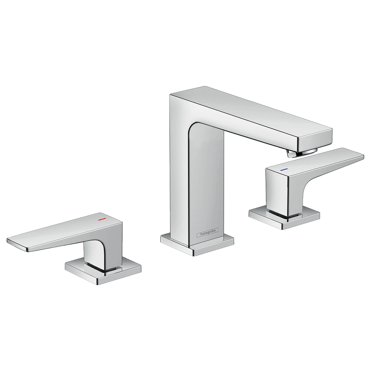 Metropol 3 hole basin mixer 110 with lever handle and push open waste Chrome