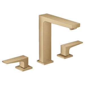 Metropol 3 hole basin mixer 160 with lever handles and push open waste  Brushed Bronze
