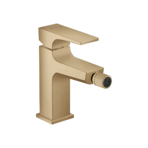 Metropol Single lever bidet mixer with lever handle and push open waste  Brushed Bronze