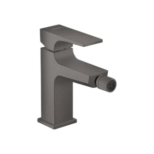 Metropol Single lever bidet mixer with lever handle and push open waste  Brushed Black Chrome