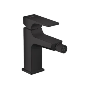 Metropol Single lever bidet mixer with lever handle and push open waste  Matt Black
