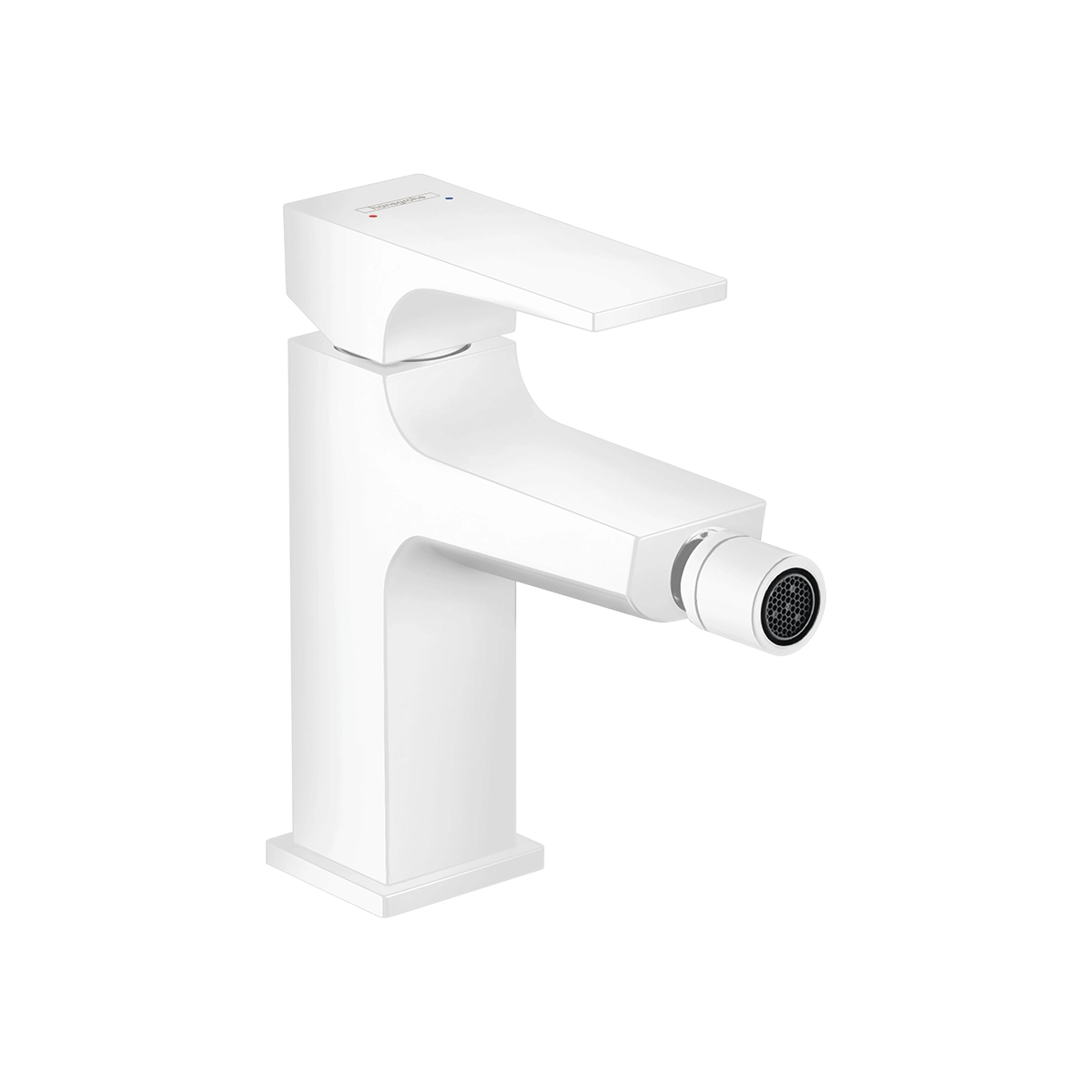 Metropol Single lever bidet mixer with lever handle and push open waste Matt White