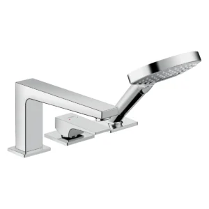 Metropol 3 hole rim mounted single lever bath mixer with lever handle for Secuflex  Chrome