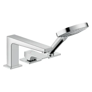 Metropol 3 hole rim mounted single lever bath mixer with lever handle  Chrome