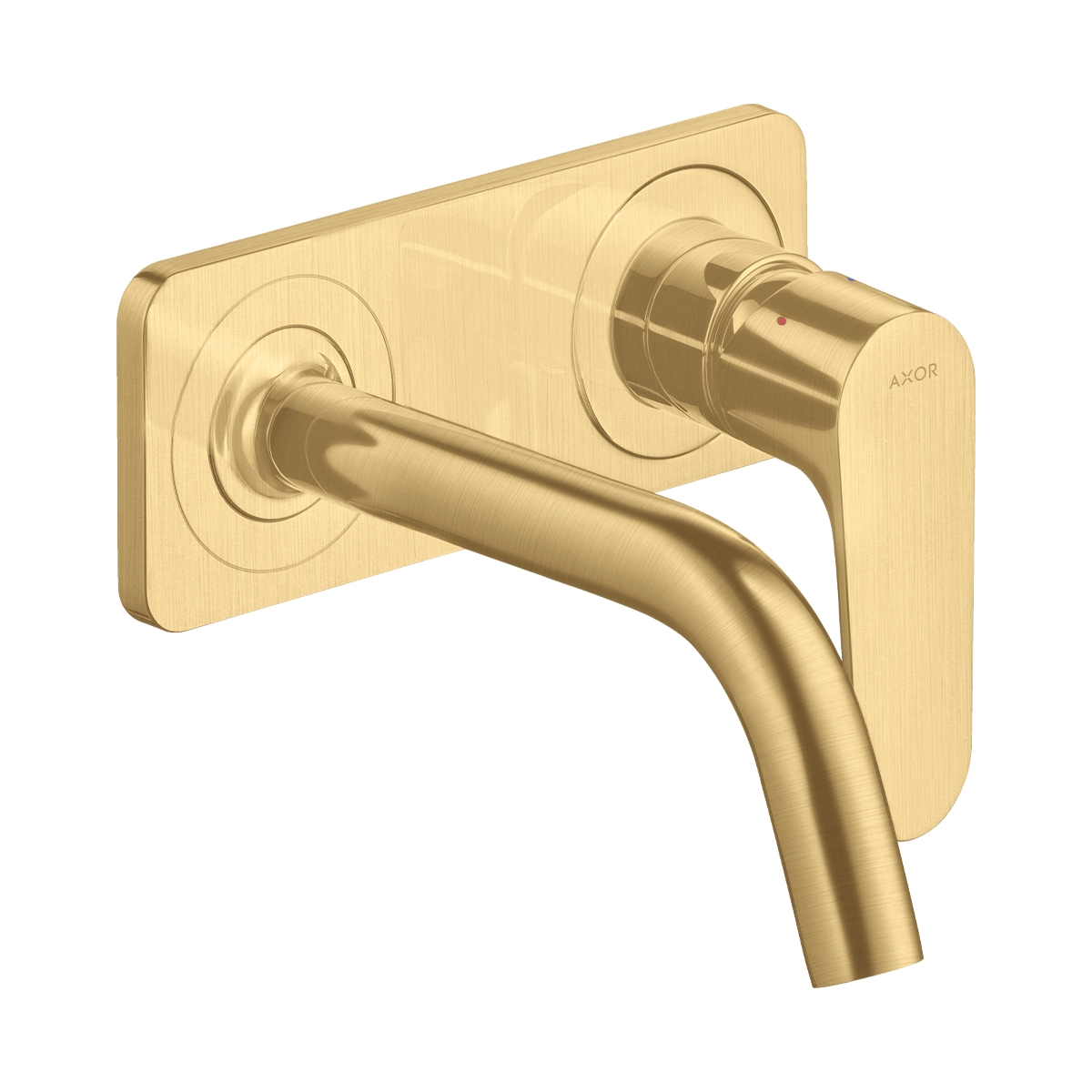 AXOR Citterio M Single lever basin mixer for concealed installation wall-mounted with spout 167 mm and plate - Brushed Gold-Optic