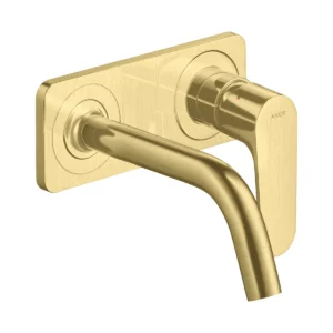 AXOR Citterio M Single lever basin mixer for concealed installation wall-mounted with spout 167 mm and plate - Brushed Brass
