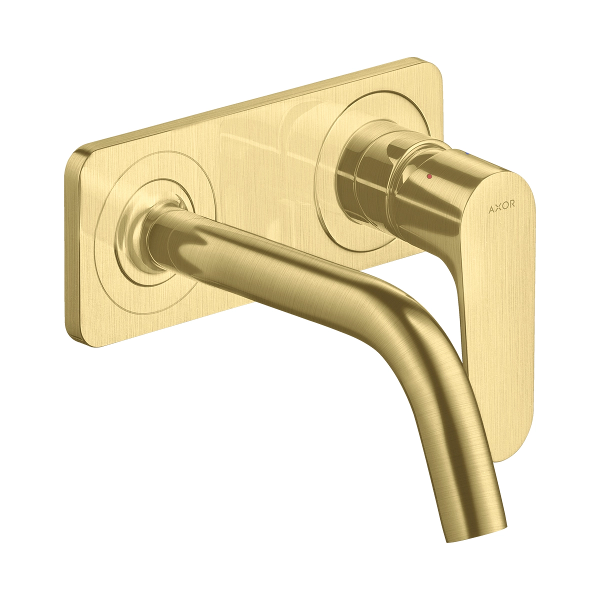 AXOR Citterio M Single lever basin mixer for concealed installation wall-mounted with spout 167 mm and plate - Brushed Brass