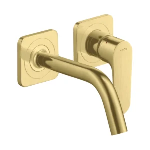 AXOR Citterio M Single lever basin mixer for concealed installation wall-mounted with spout 167 mm and escutcheons - Brushed Brass