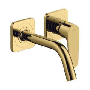 AXOR Citterio M Single lever basin mixer for concealed installation wall-mounted with spout 167 mm and escutcheons - Polished Gold-Optic