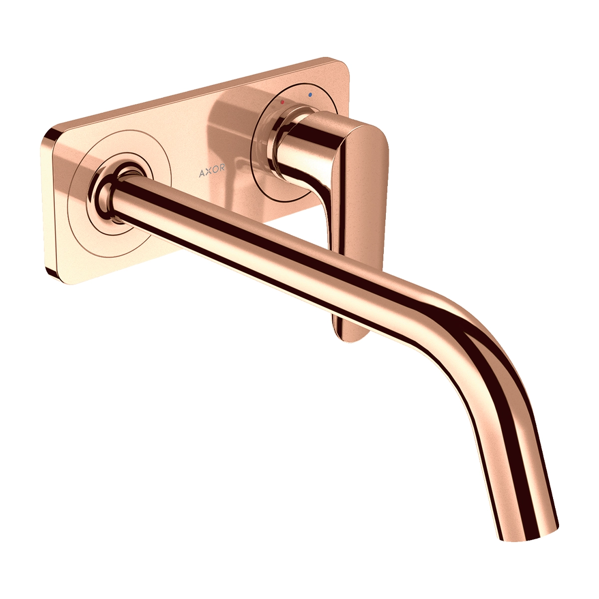 AXOR Citterio M Single lever basin mixer for concealed installation wall-mounted with spout 227 mm and plate - Polished Redgold