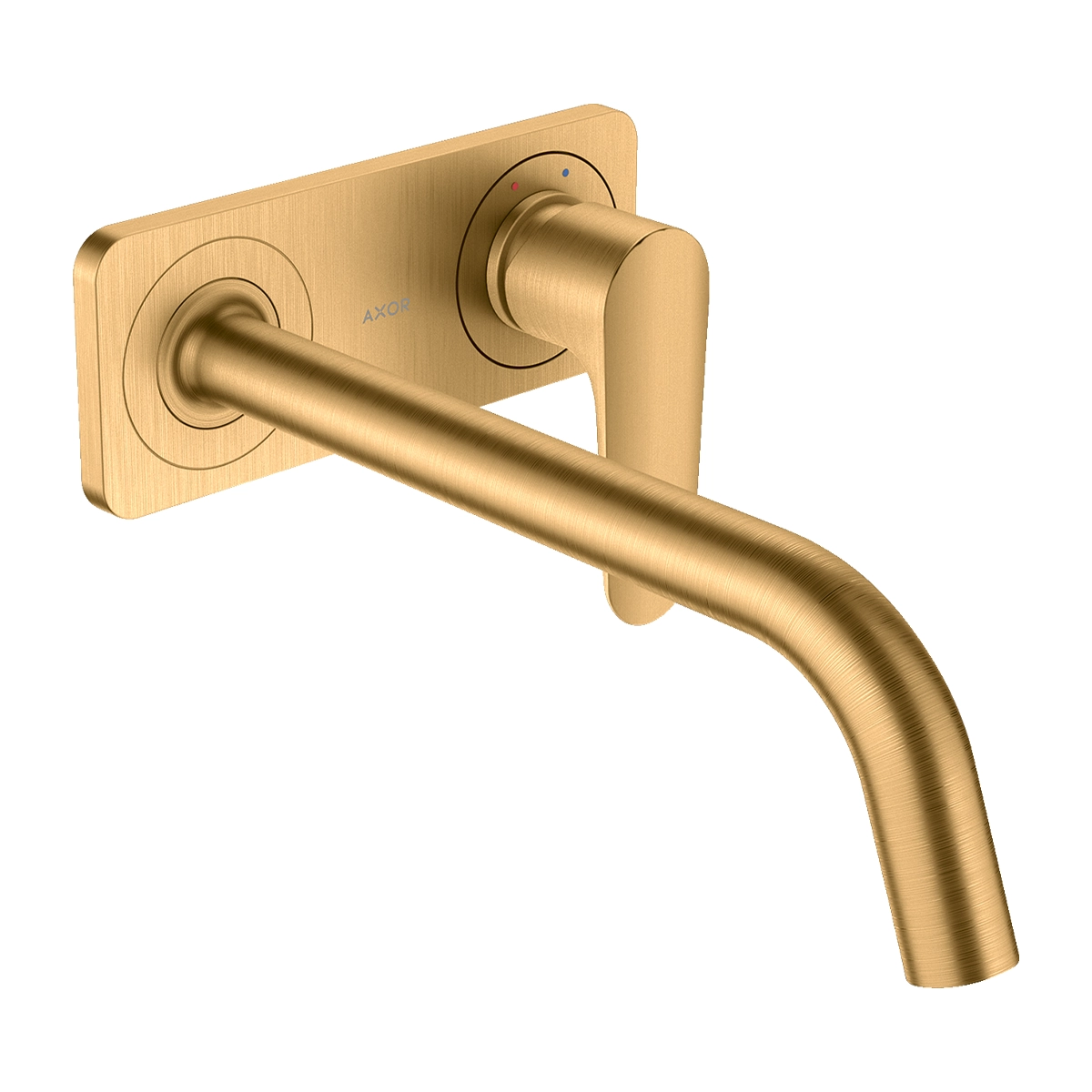 AXOR Citterio M Single lever basin mixer for concealed installation wall-mounted with spout 227 mm and plate - Brushed Brass