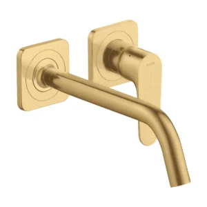 AXOR Citterio M Single lever basin mixer for concealed installation wall-mounted with spout 227 mm and escutcheons - Brushed Gold-Optic