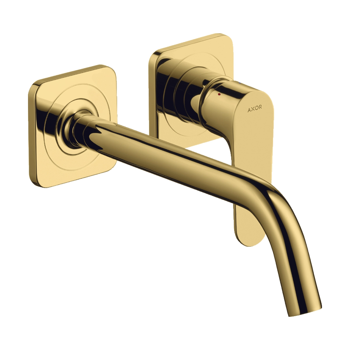 AXOR Citterio M Single lever basin mixer for concealed installation wall-mounted with spout 227 mm and escutcheons - Polished Gold-Optic