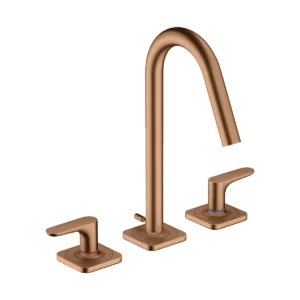 AXOR Citterio M 3-hole basin mixer 160 with lever handles, escutcheons and pop-up waste - Brushed Bronze