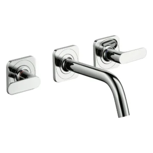 AXOR Citterio M 3-hole basin mixer for concealed installation wall-mounted with spout 166 mm, lever handles and escutcheons - Chrome
