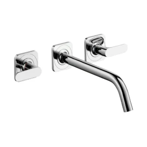 AXOR Citterio M 3-hole basin mixer for concealed installation wall-mounted with spout 226 mm, lever handles and escutcheons - Chrome