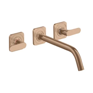 AXOR Citterio M 3-hole basin mixer for concealed installation wall-mounted with spout 226 mm, lever handles and escutcheons - Brushed Redgold