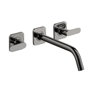 AXOR Citterio M 3-hole basin mixer for concealed installation wall-mounted with spout 226 mm, lever handles and escutcheons - Polished Black Chrome