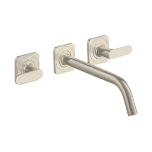 AXOR Citterio M 3-hole basin mixer for concealed installation wall-mounted with spout 226 mm, lever handles and escutcheons - Brushed Nickel