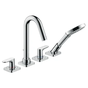 AXOR Citterio M 4-hole tile mounted bath mixer with lever handles and escutcheons - Chrome