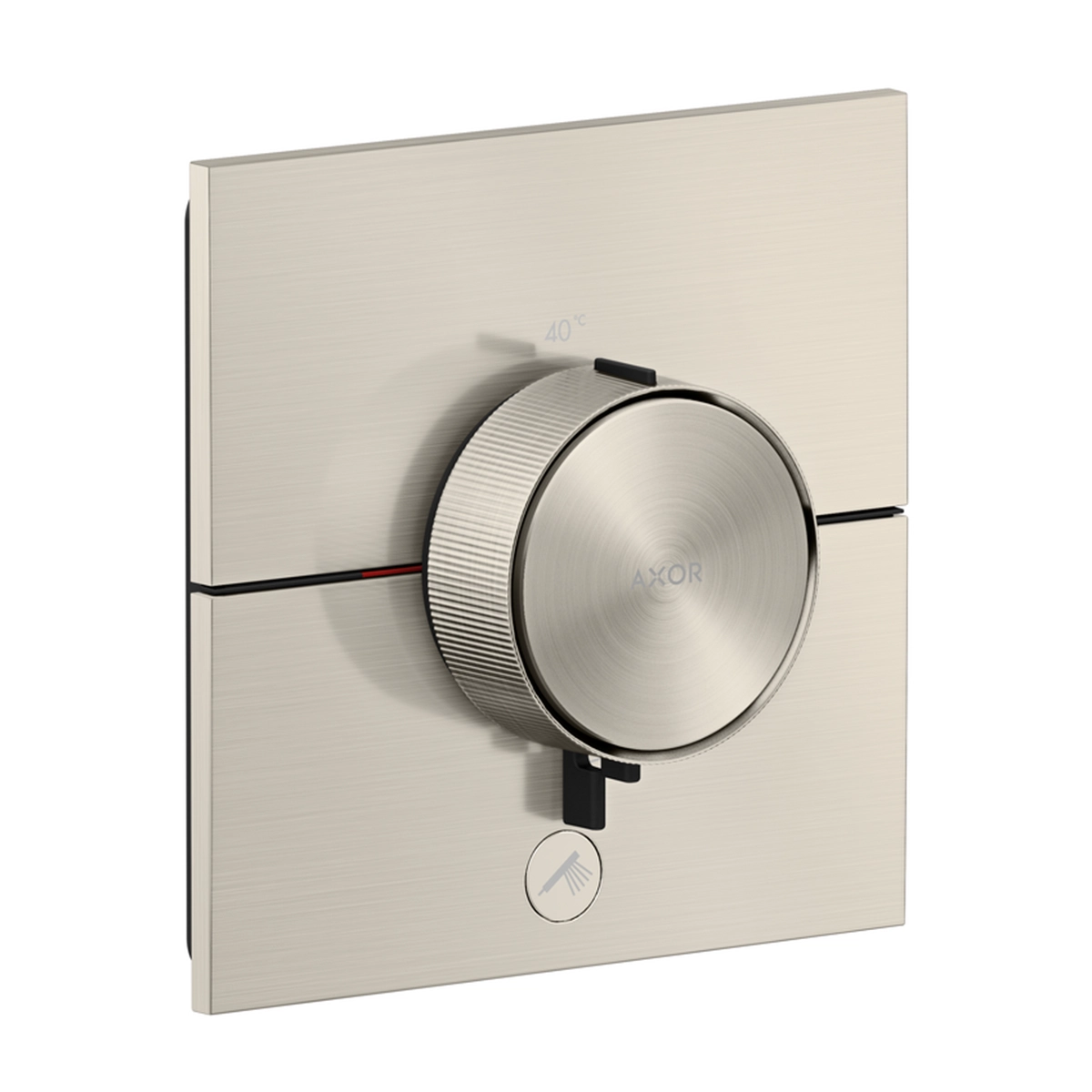 AXOR ShowerSelect ID Thermostat HighFlow for concealed installation square for 1 function, Stainless Steel Optic