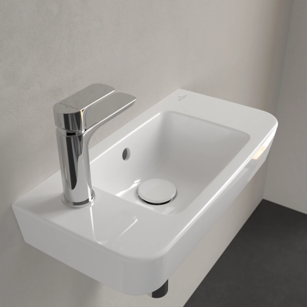 Villeroy & Boch O.novo Handwashbasin Compact, 500 x 250, White Alpin, with overflow - Image 4