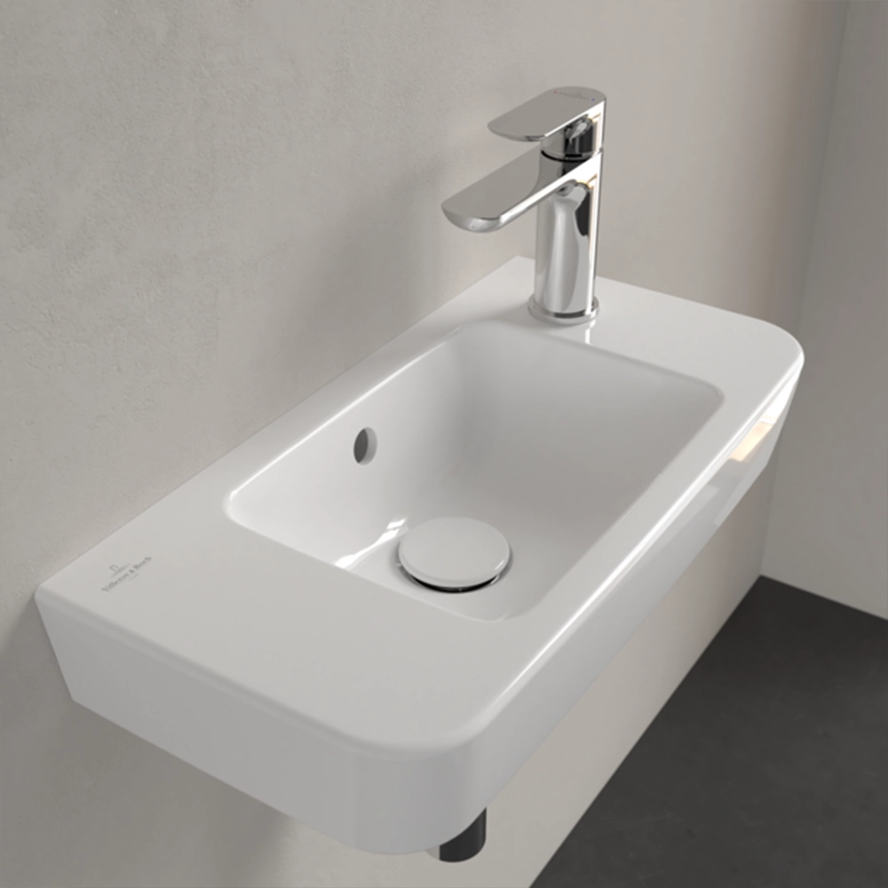 Villeroy & Boch O.novo Handwashbasin Compact, 500 x 250, White Alpin, with overflow - Image 2