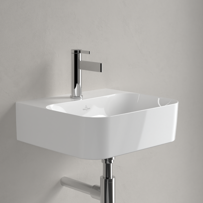 Villeroy & Boch Finion Handwashbasin, 430 x 390 x 140 mm, White Alpin CeramicPlus, without overflow - Image 2