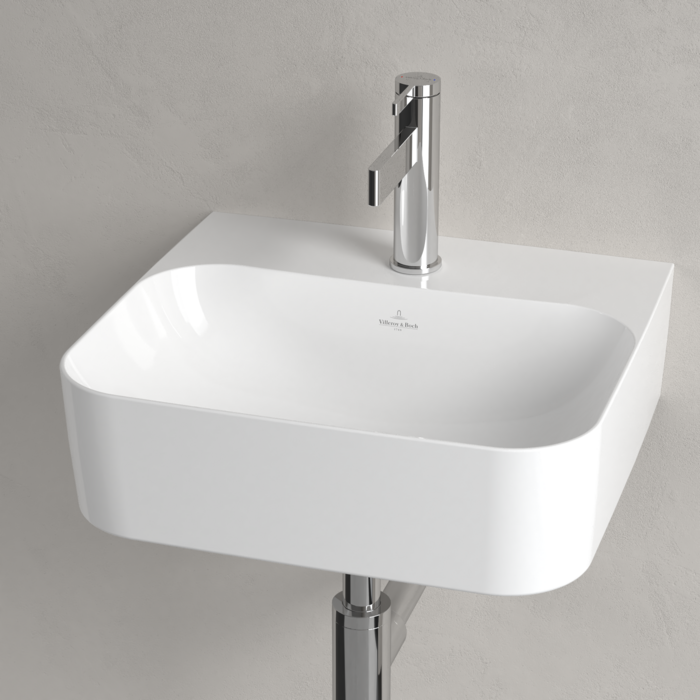 Villeroy & Boch Finion Handwashbasin, 430 x 390 x 140 mm, White Alpin CeramicPlus, without overflow - Image 3
